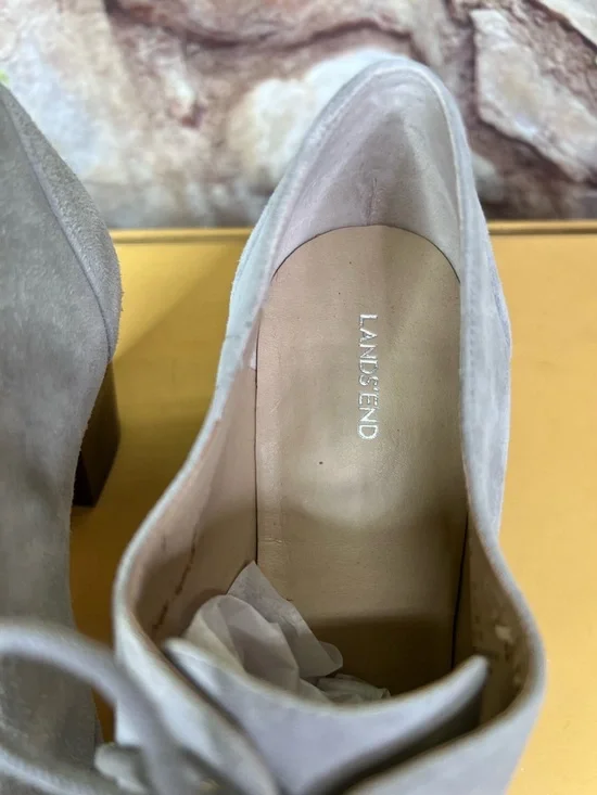 LANDS' END Gray Suede Lace-Up Oxfords, 7B - Picture 6 of 16